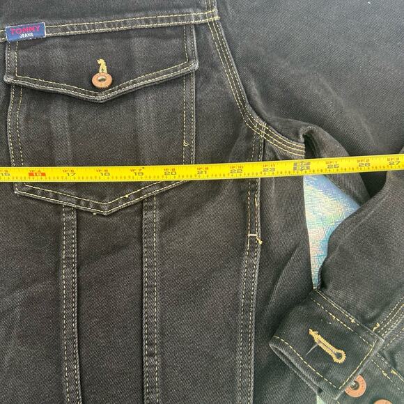 ˚₊‧꒰ა ☆ ໒꒱ ‧₊˚Tommy Jeans Jacket Men's Size Large Distressed Black (3B-DT) - Picture 8 of 9